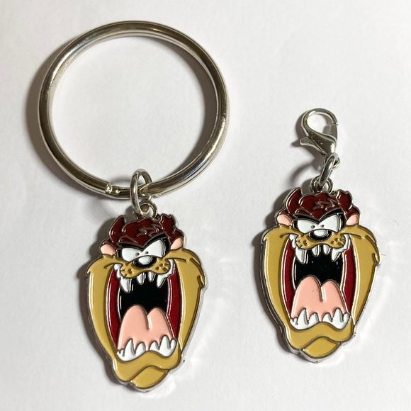 Vintage Taz Tas Tasmanian Devil Keychain Keyring Charm Warner Bros Looney Tunes - Picture 7 of 9